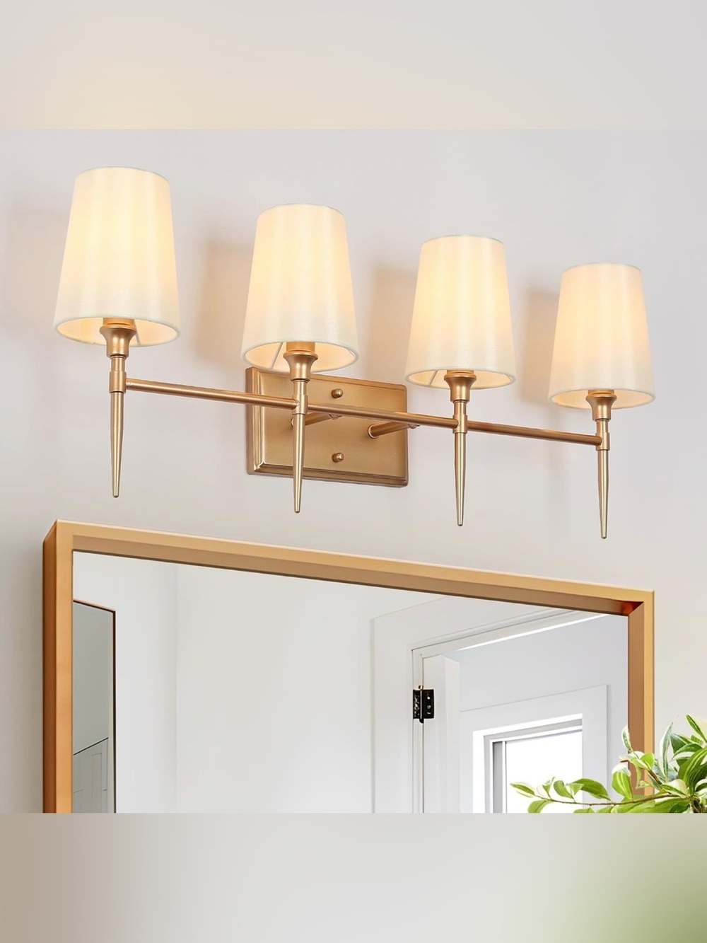 Modern Gold Bathroom Light Fixture - 4 Light 29”  Vanity Sconce